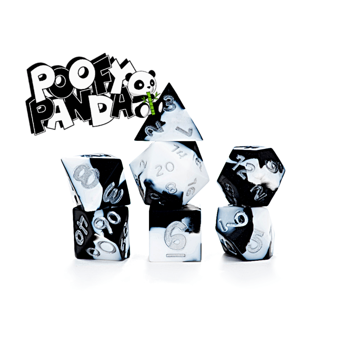 Gate Keeper Games and Dice Anti-Stress Dice Poofy Panda Silicone 7 Dies Sets Role Playing Games GKGASD78