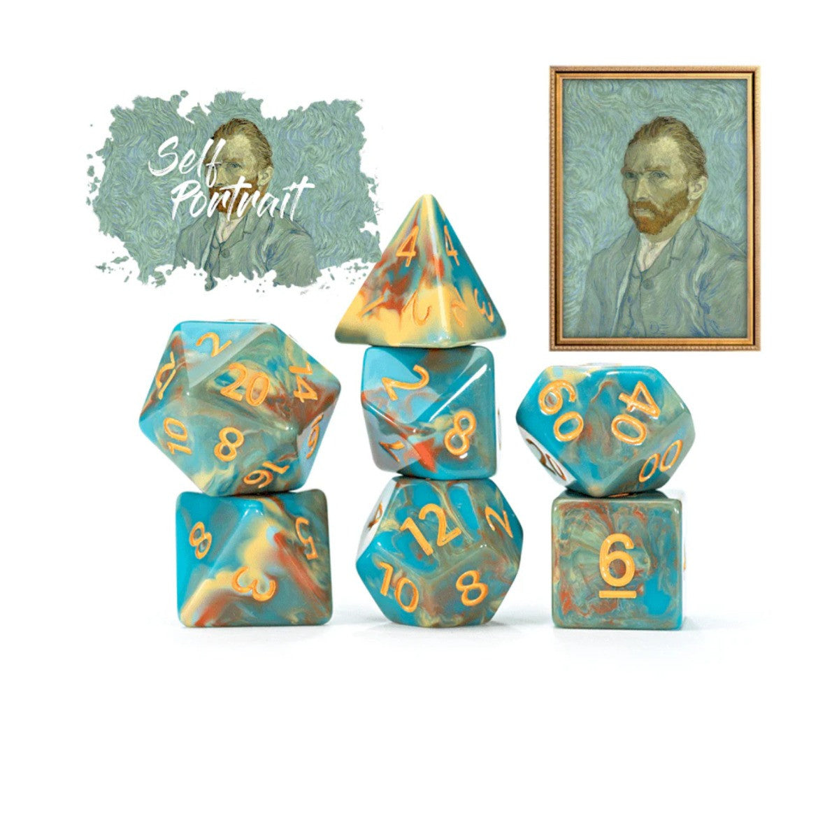 Gate Keeper Games and Dice Van Gogh Dice Self Portrait 7 die Sets Role Playing Games GKGVG2246