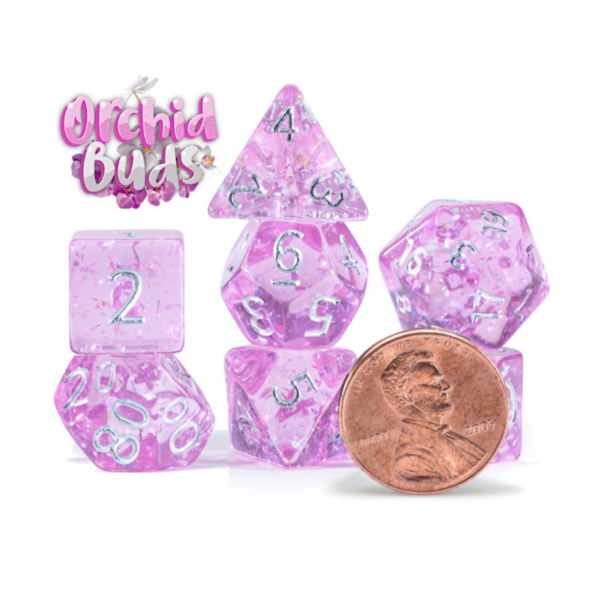 Gate Keeper Games and Dice Orchid Buds Holographic DiceRole Playing Games GKGTINYHL5