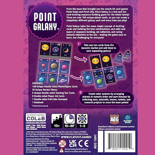 AEG & Flatout Games Point Galaxy Board Game Follow-Up to the Award-Winning Family Card Game Point Salad | Puzzly Space Exploration to Ages 10+ for 1-5 Players