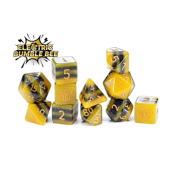Gate Keeper Games and Dice Sui Generis Dice Electric Bumble Bee 11 Dies Sets Role Playing Games GKGSG08080-11d