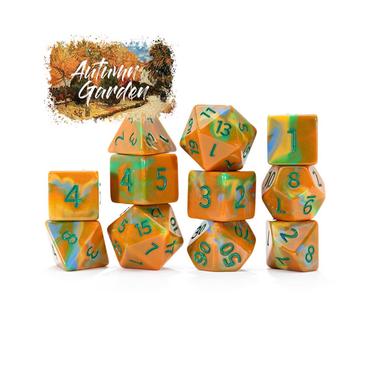 Gate Keeper Games and Dice Van Gogh Dice Autumn Garden 11 Dies Sets Role Playing Games GKGVG4623-11d