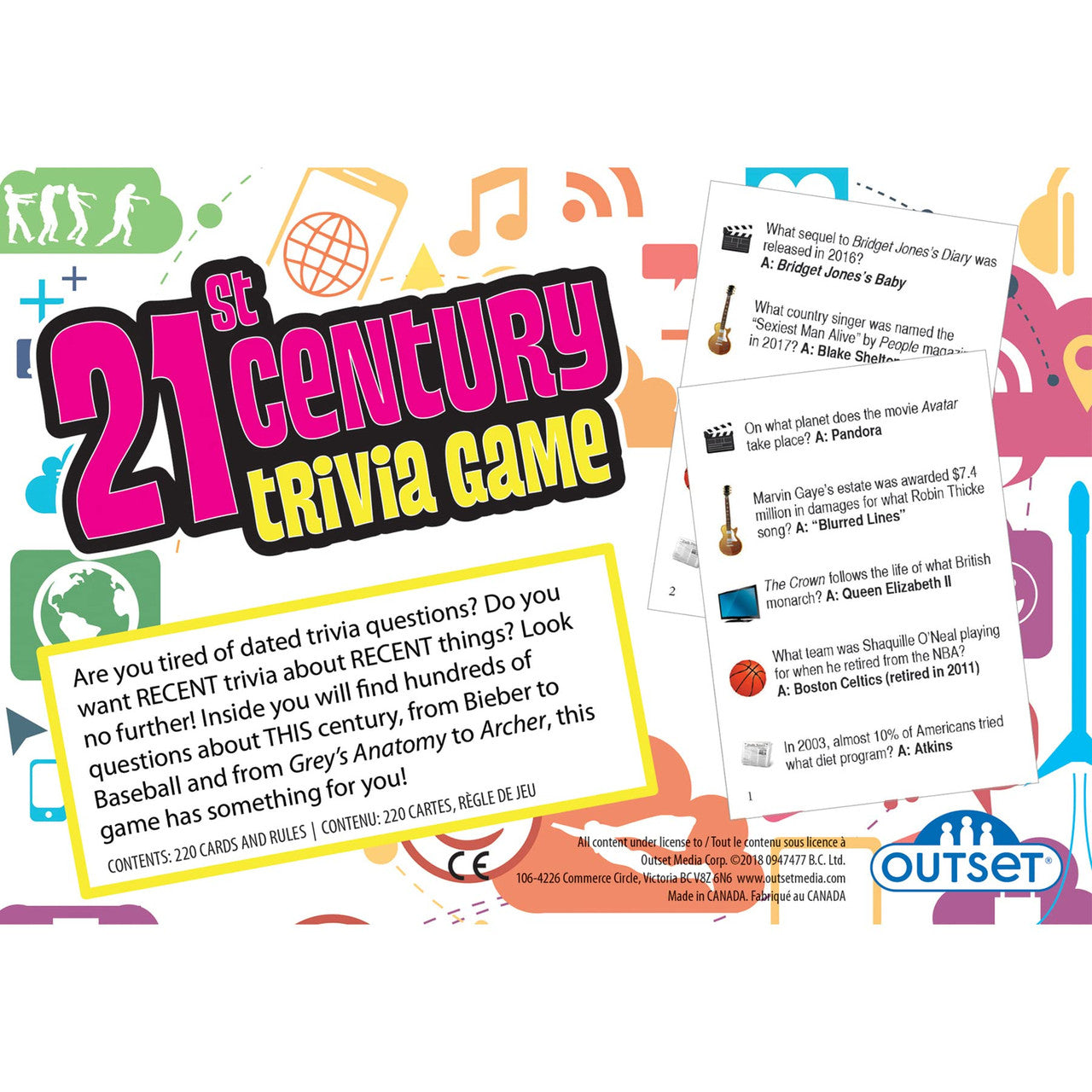 Outset Media 21st Century Trivia Game Party Game Family Game Travel Game Fun and Easy to Play 1200 Trivia Questions For 2 or More Players Ages 12+ OMG-13349