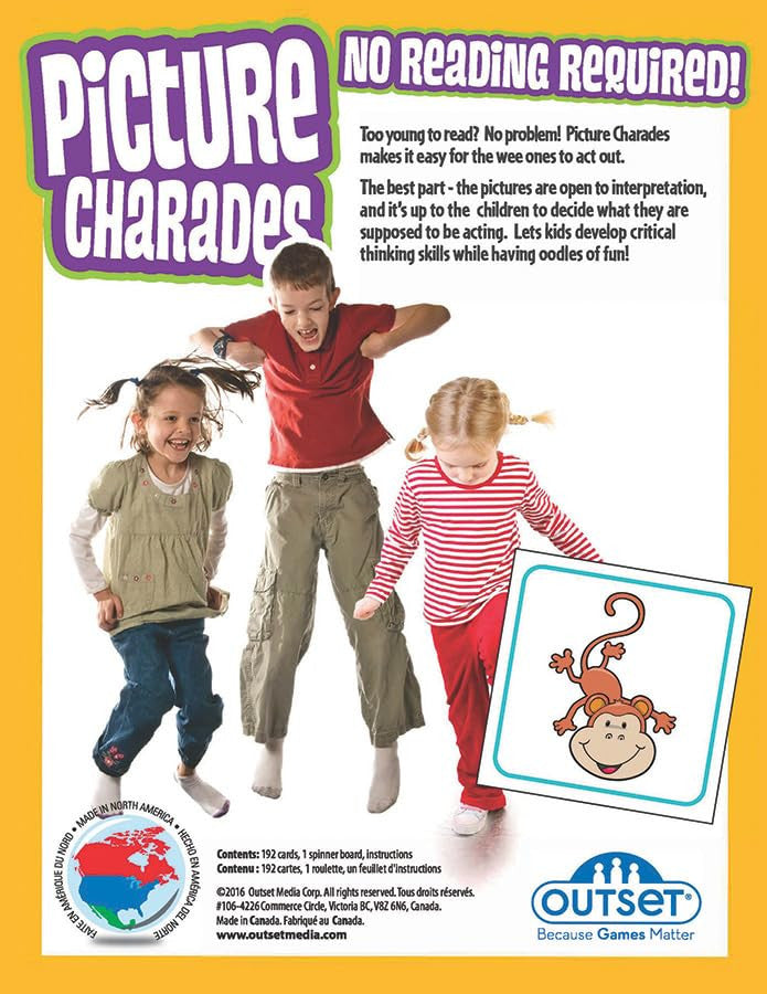 Outset Media Picture Charades for Kids No Reading Required Contains 4 Deck, 192 Cards Total Ages 4+ OMG-19205