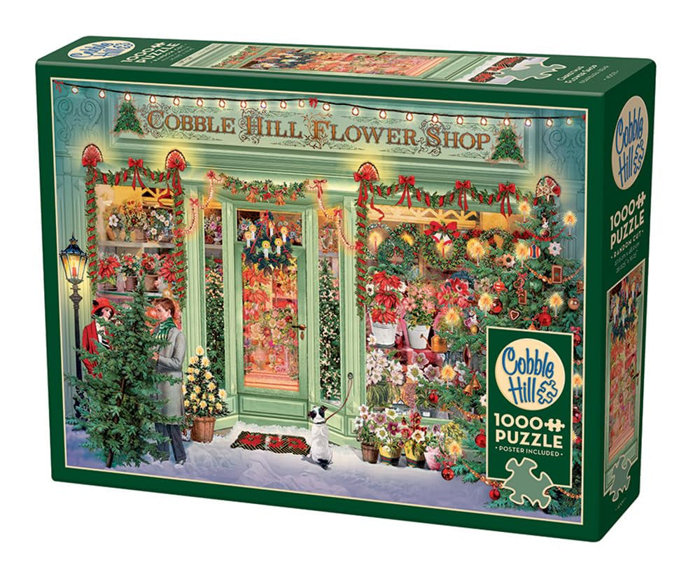 Outset Media Cobble Hill 1000 Piece Puzzle Christmas Flower Shop Sample Poster Included OMG-40011
