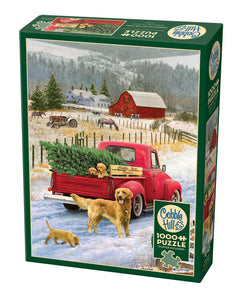 Outset Media Cobble Hill 1000 Piece Puzzle Christmas on The Farm Sample Poster Included OMG-40215