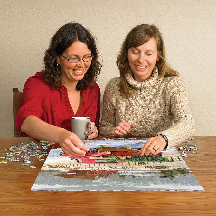 Outset Media Cobble Hill 1000 Piece Puzzle Christmas on The Farm Sample Poster Included OMG-40215