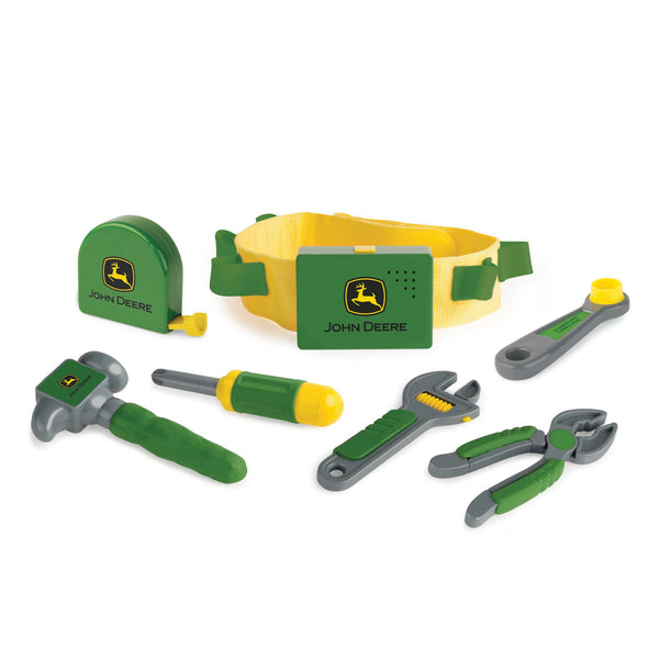 Tomy John Deere Deluxe Talking Toolbelt 7-Piece Kids Tool Set Interactive Construction Toys Interactive Toddler Tools Playset Green 7 Count Preschool Toys Ages 2 Years And Up TM-35070V4