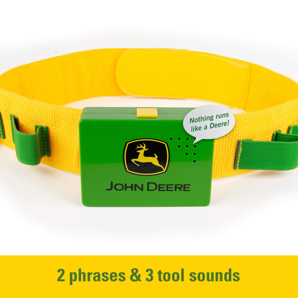 Tomy John Deere Deluxe Talking Toolbelt 7-Piece Kids Tool Set Interactive Construction Toys Interactive Toddler Tools Playset Green 7 Count Preschool Toys Ages 2 Years And Up TM-35070V4