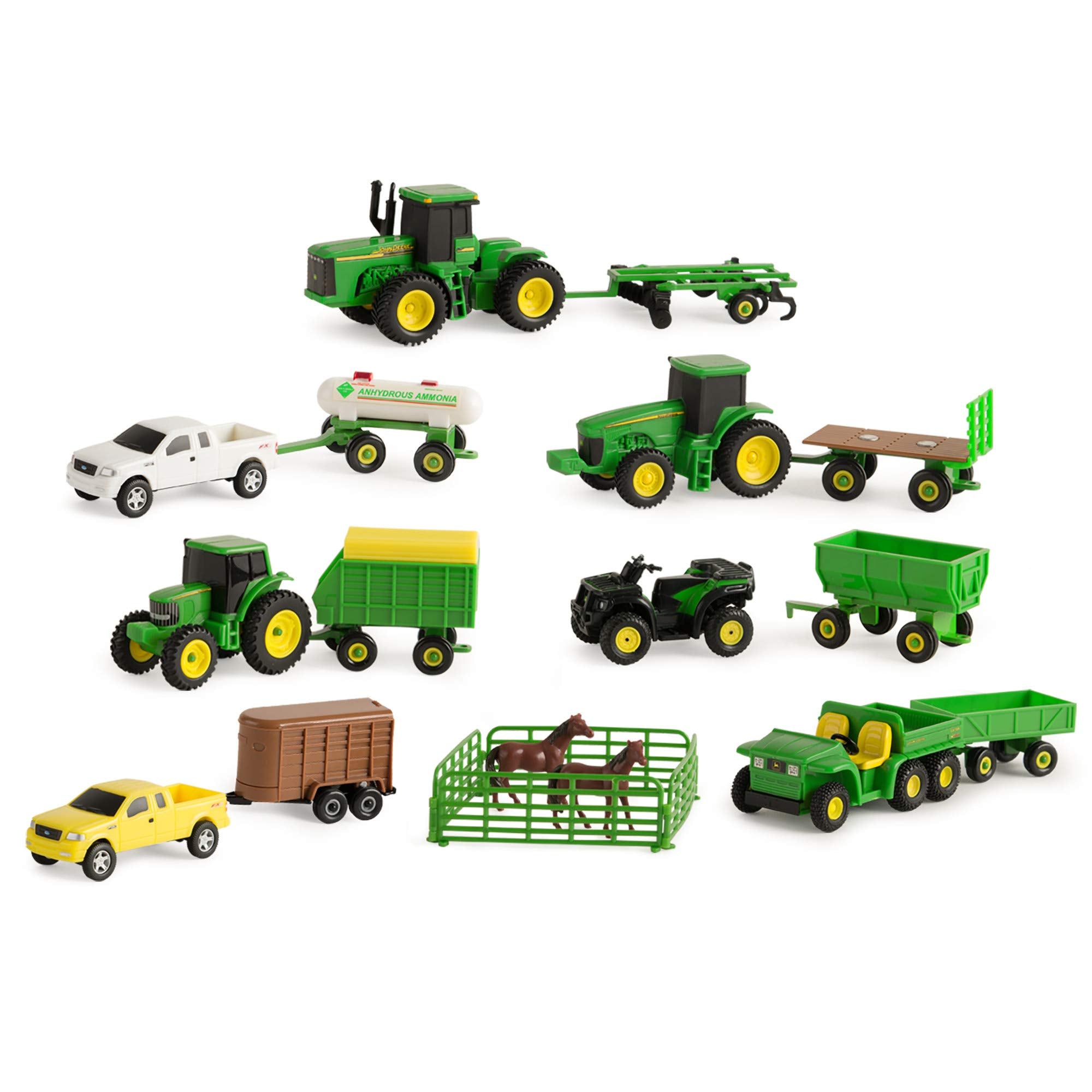 Tomy John Deere Toy Truck & Toy Tractor With Trailers 26-Piece Farm Toy Value Set TM-35265BP