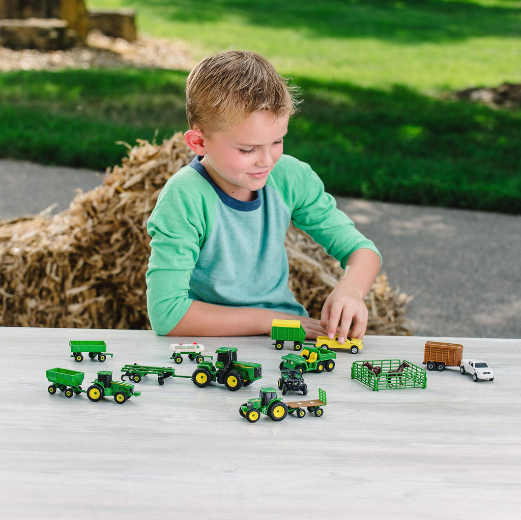Tomy John Deere Toy Truck & Toy Tractor With Trailers 26-Piece Farm Toy Value Set TM-35265BP