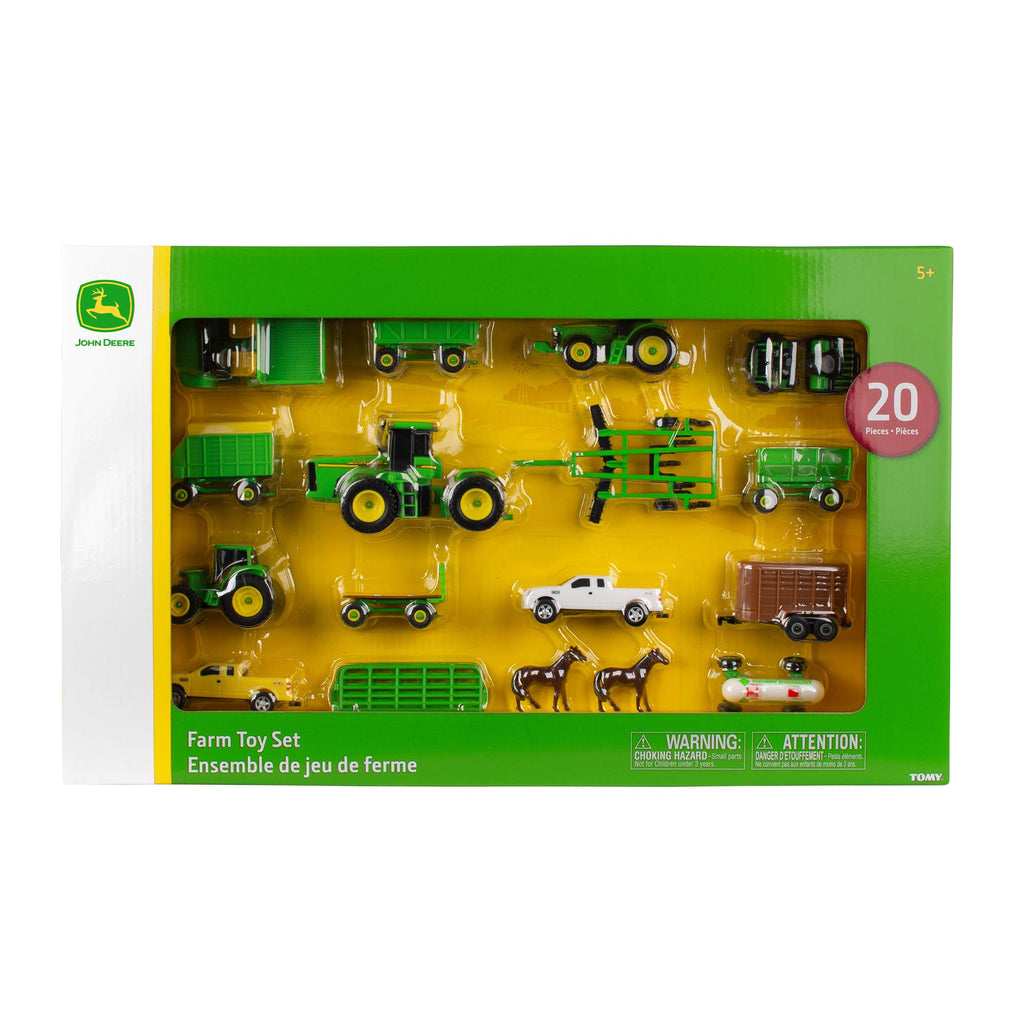 Tomy John Deere Toy Truck & Toy Tractor With Trailers 26-Piece Farm Toy Value Set TM-35265BP