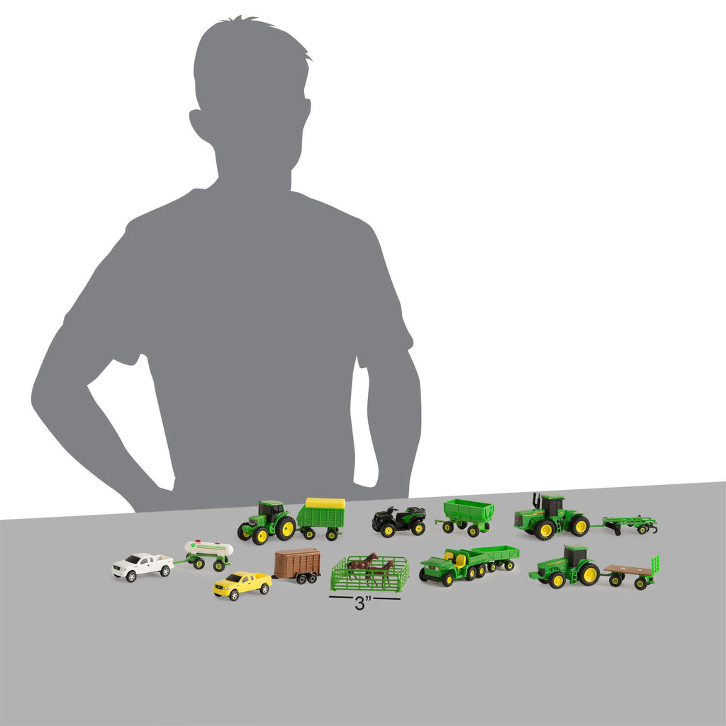 Tomy John Deere Toy Truck & Toy Tractor With Trailers 26-Piece Farm Toy Value Set TM-35265BP