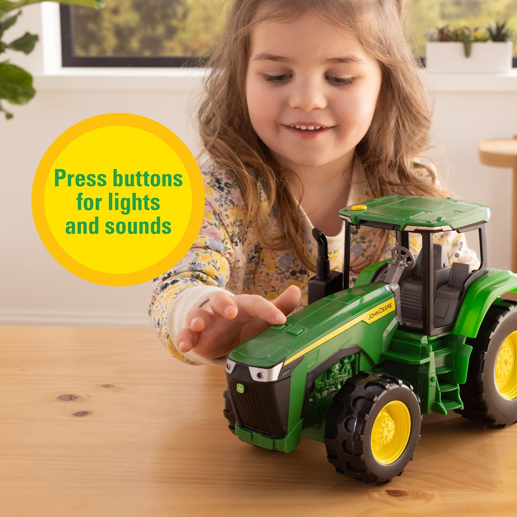 Tomy John Deere Lights & Sounds Tractor Toy Kids Tractor With Free Rolling Wheels And Realistic Electronic Lights And Engine Sounds Kids And Stocking Stuffers Ages 3 Years And Up TM-47674