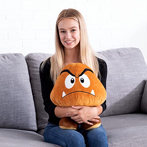 Tomy Club Mocchi Mocchi Nintendo Super Mario Plush, Collectible Squishy Goomba Plushies 15 Inch, Brown TM-T12990N