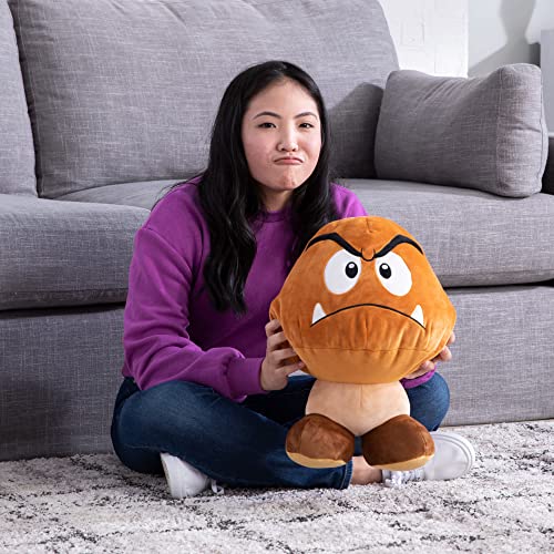Tomy Club Mocchi Mocchi Nintendo Super Mario Plush, Collectible Squishy Goomba Plushies 15 Inch, Brown TM-T12990N
