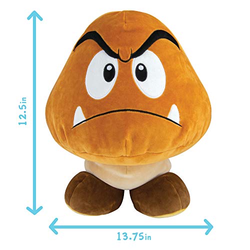 Tomy Club Mocchi Mocchi Nintendo Super Mario Plush, Collectible Squishy Goomba Plushies 15 Inch, Brown TM-T12990N