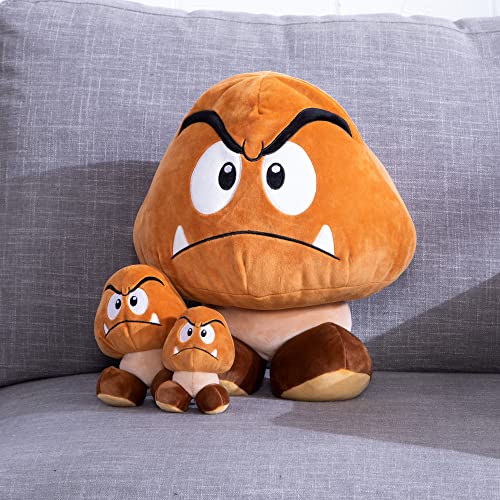 Tomy Club Mocchi Mocchi Nintendo Super Mario Plush, Collectible Squishy Goomba Plushies 15 Inch, Brown TM-T12990N