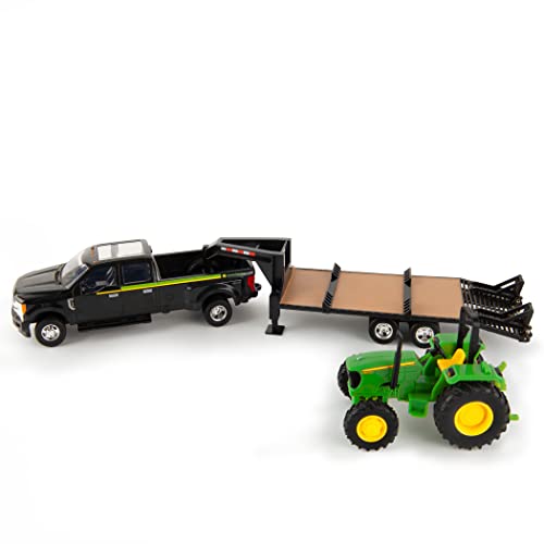 Tomy Ertl Ford F350 Pickup And Tractor Toy Set 1:32 Scale Includes John Deere Tractor Toy, Ford F350 Pickup Truck Toy And Gooseneck Ages 3 Years And Up TM-46630CM