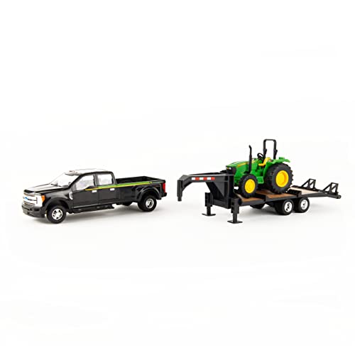 Tomy Ertl Ford F350 Pickup And Tractor Toy Set 1:32 Scale Includes John Deere Tractor Toy, Ford F350 Pickup Truck Toy And Gooseneck Ages 3 Years And Up TM-46630CM