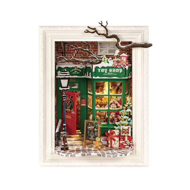Robotime Rolife DIY Wood Crafts Santaâ€™s Toy Shop 3D Model Kit Wooden Puzzle RT-DP006