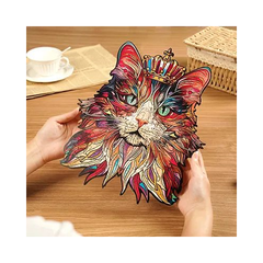 Robotime Rolife DIY Wood Crafts Cat King 3D Model Kit Wooden Puzzle RT-TA002