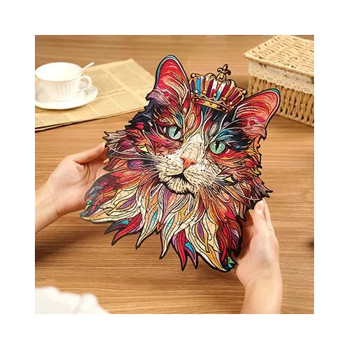 Robotime Rolife DIY Wood Crafts Cat King 3D Model Kit Wooden Puzzle RT-TA002