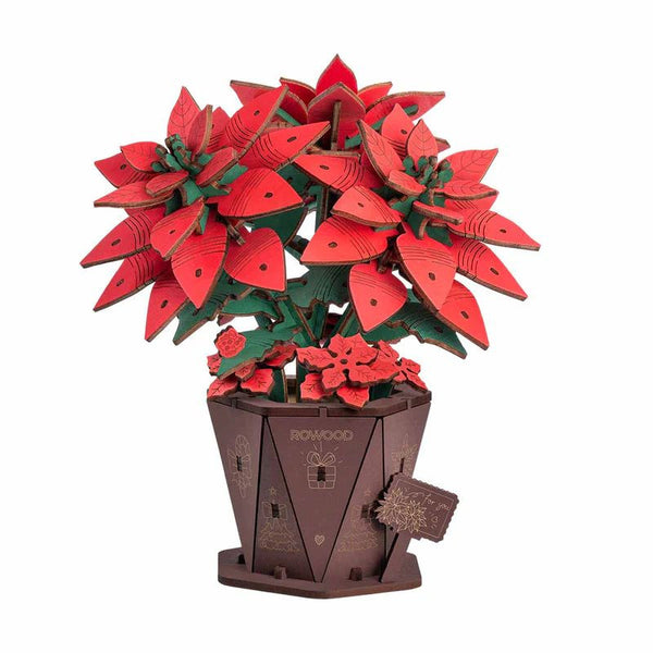 Robotime Rolife DIY Wood Crafts Poinsettia 3D Model Kit Wooden Puzzle RT-TF001