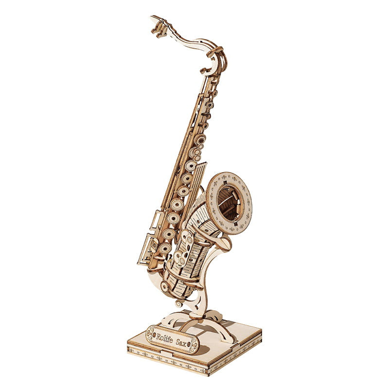 Robotime Rolife DIY Wood Crafts Saxophone 3D Model Kit Wooden Puzzle RT-TG309
