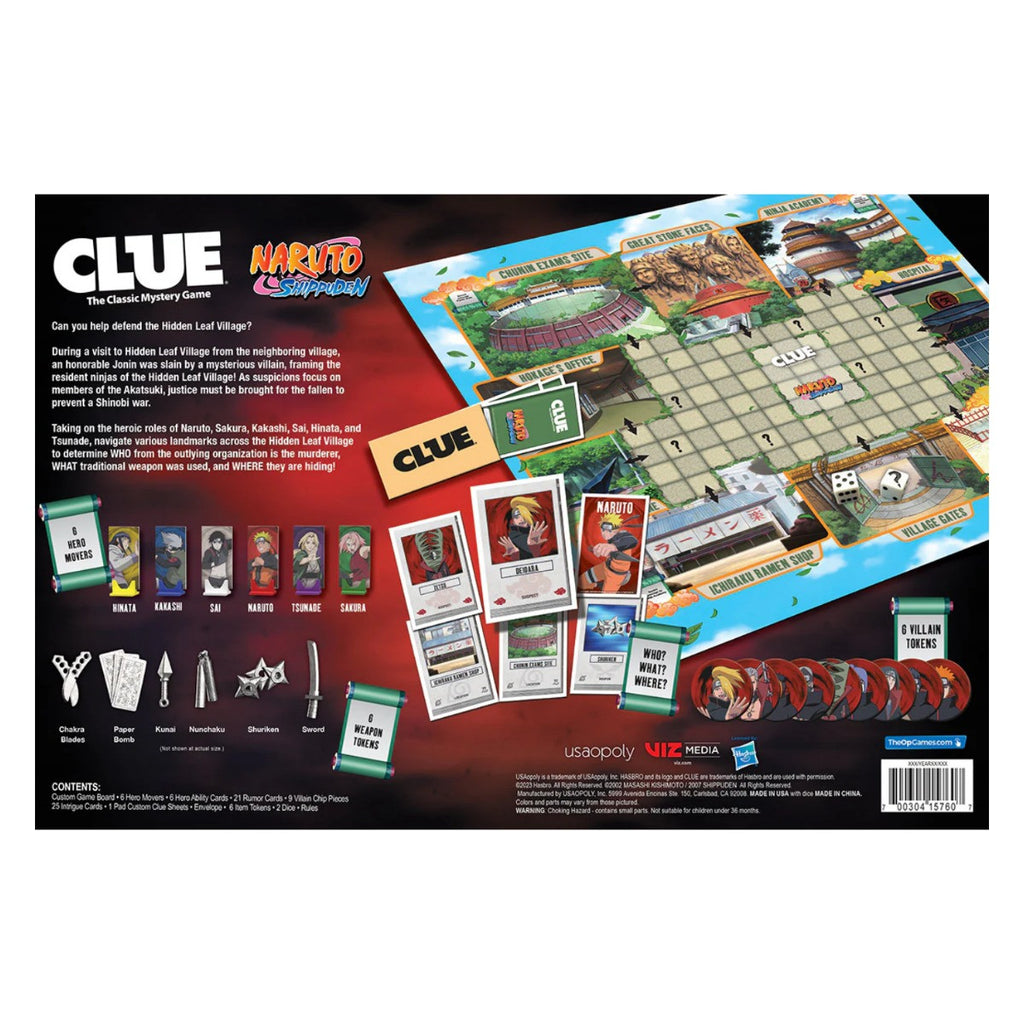The OP USAopoly Clue Naruto Edition Board Game Officially Licensed Anime Mystery Game USA-CL086-711