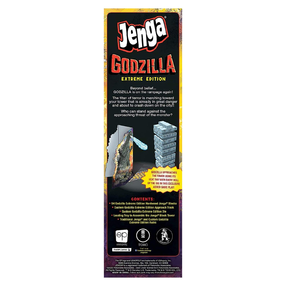The OP Usaopoly Godzilla Jenga Board Game Official Licensed Monster Stack Game USA-JA133-710