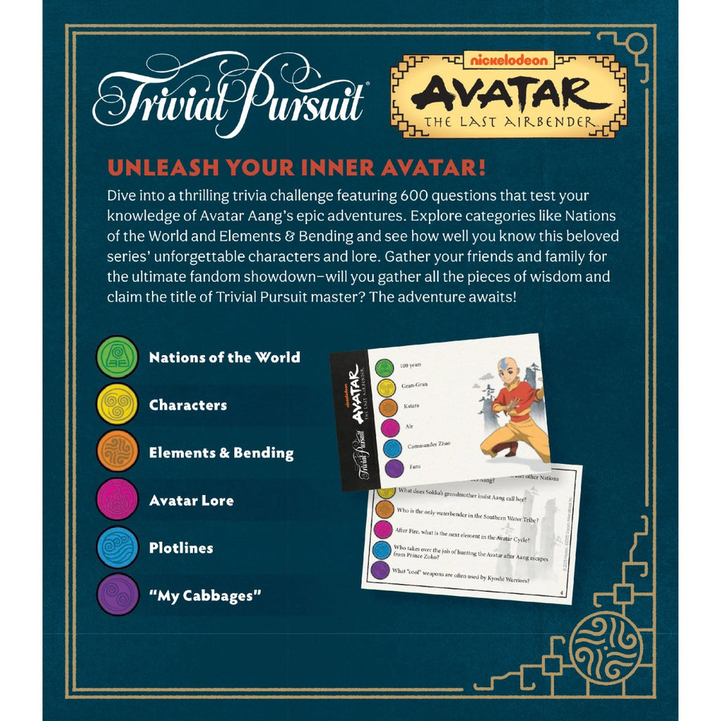 The OP Usaopoly Avatar The Last Airbender Trivial Pursuit Board Game Official Licensed USA-TP096-653