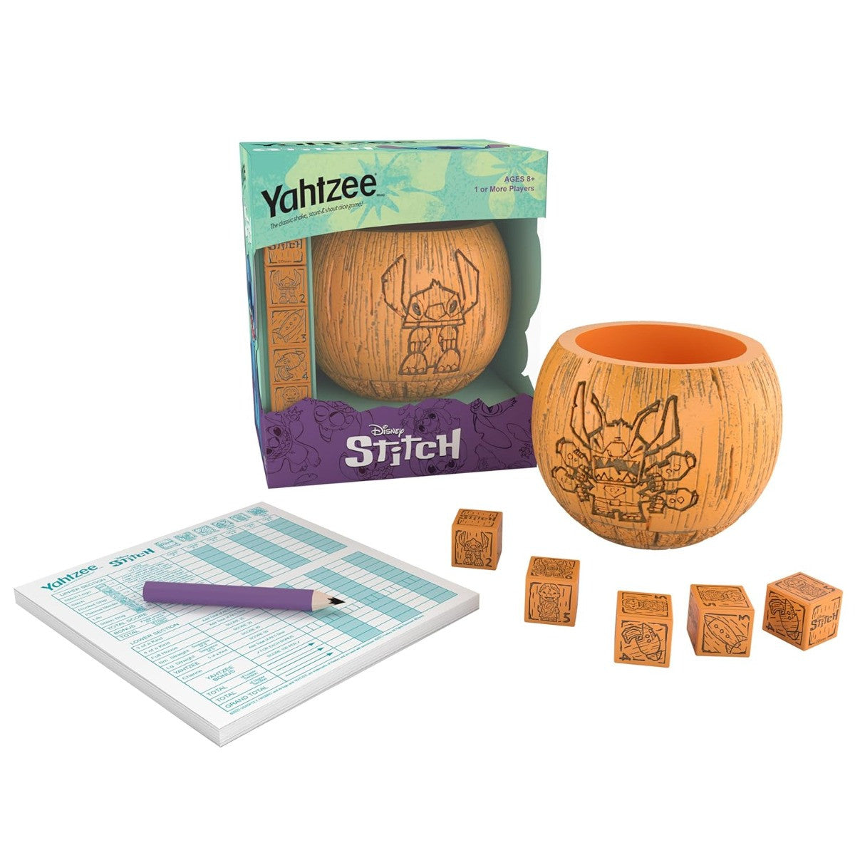 The OP Usaopoly Yahtzee Disney Stitch Tiki Style Dice Game Official Licensed Family Fun USA-YZ004-679