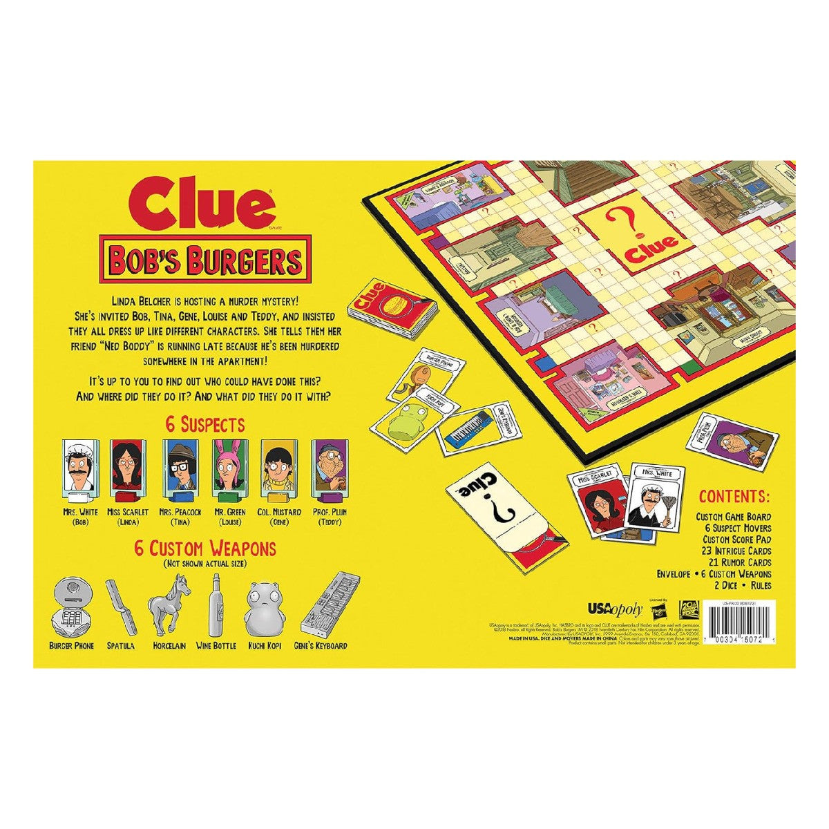 The OP Usaopoly Clue The Classic Mystery Board Game Bobs Burgers