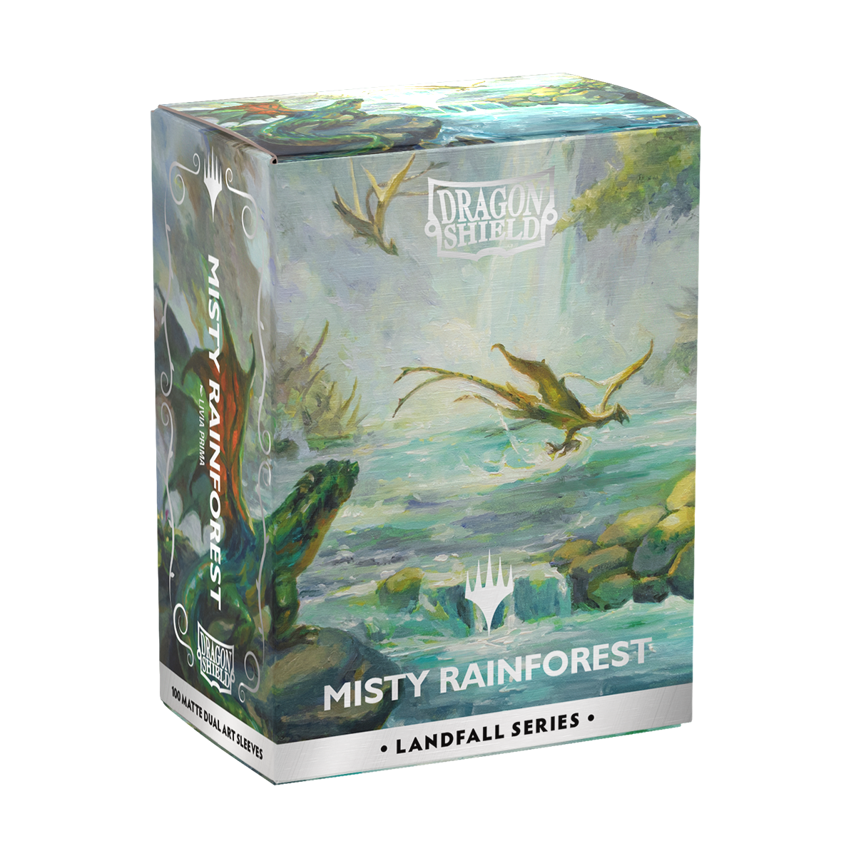Dragon Shield Sleeves Standard Dual- Matte 'MTG Landfall Series- Misty Rainforest' Art (100 Ct.) ATMDSH16501