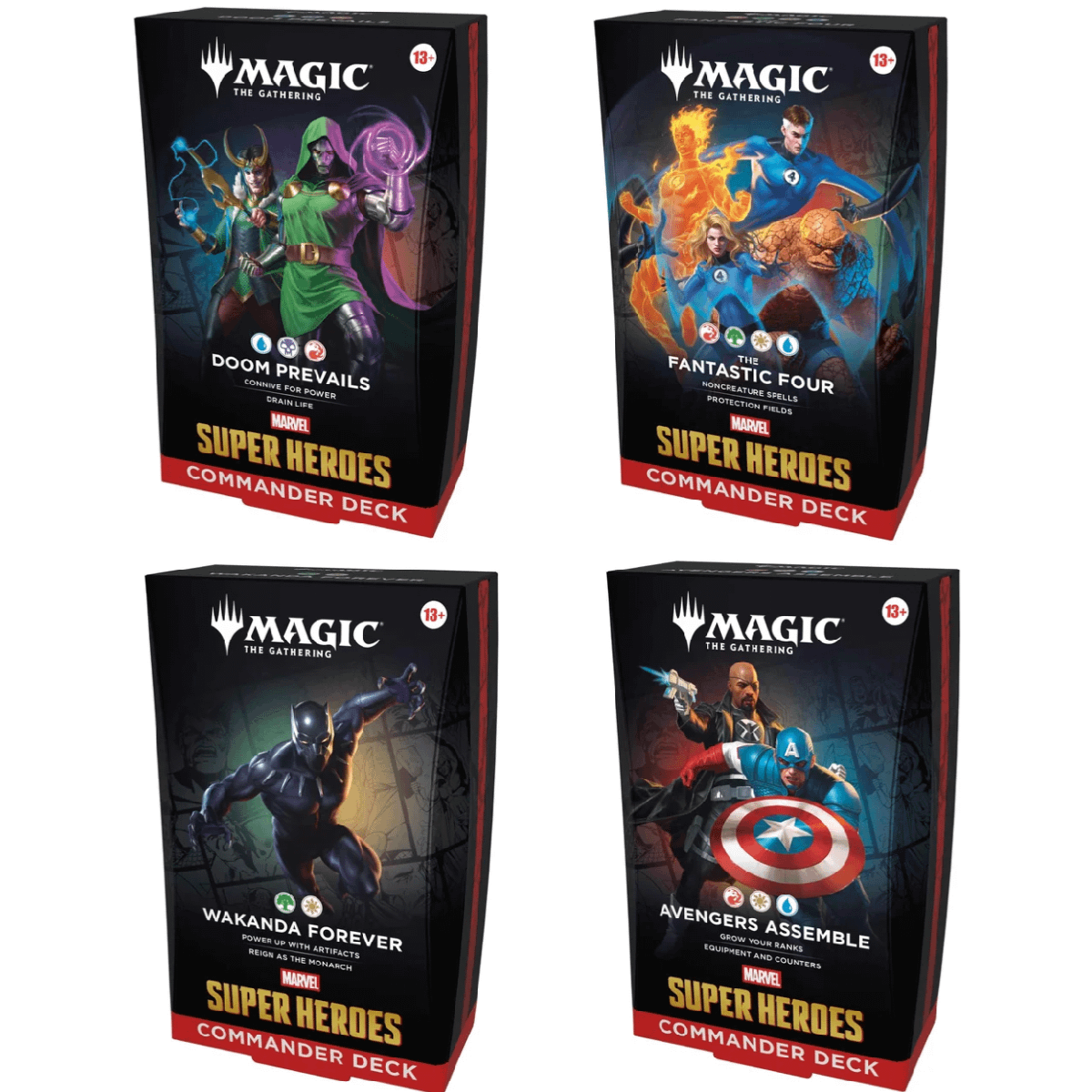 Magic the Gathering CCG: Universes Beyond: Marvel Super Heroes Commander Deck Display (4)
