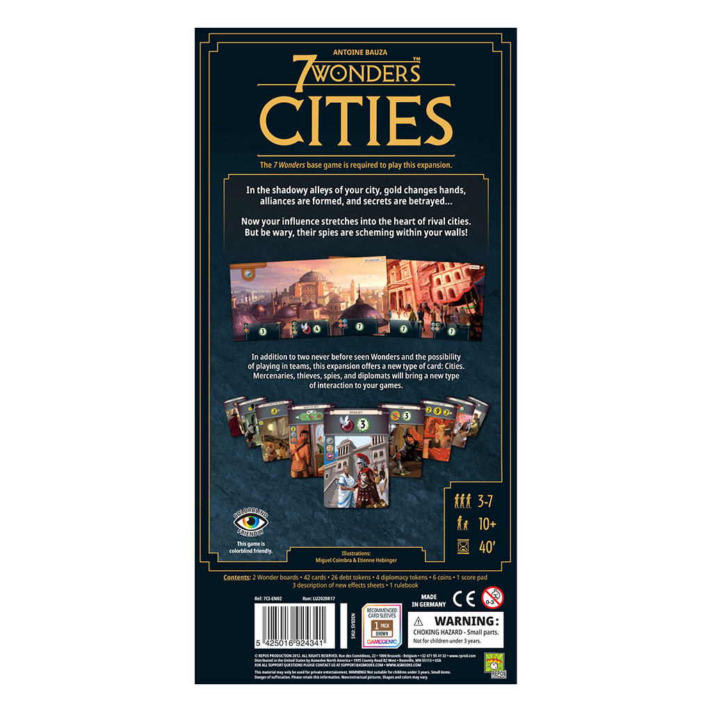 Asmodee 7 Wonders Cities New Edition Expansion Strategy Board Game for Adults and Family Ages 10+ for 3 to 7 Players Average Playtime 45 Minutes