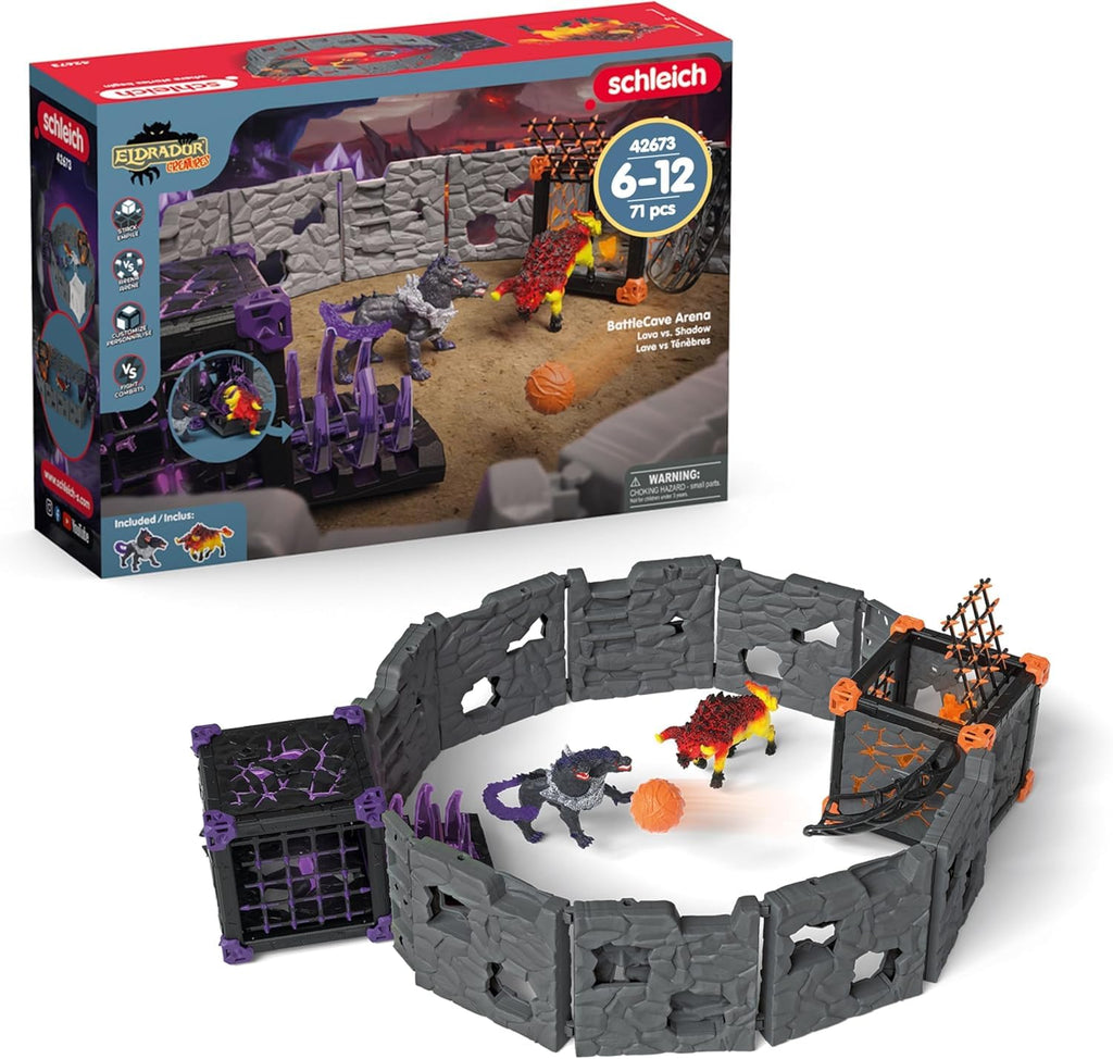 Schleich Eldrador Battle Caves Arena Lava Vs Shadow Playset Fire Bull and Shadowhound Included