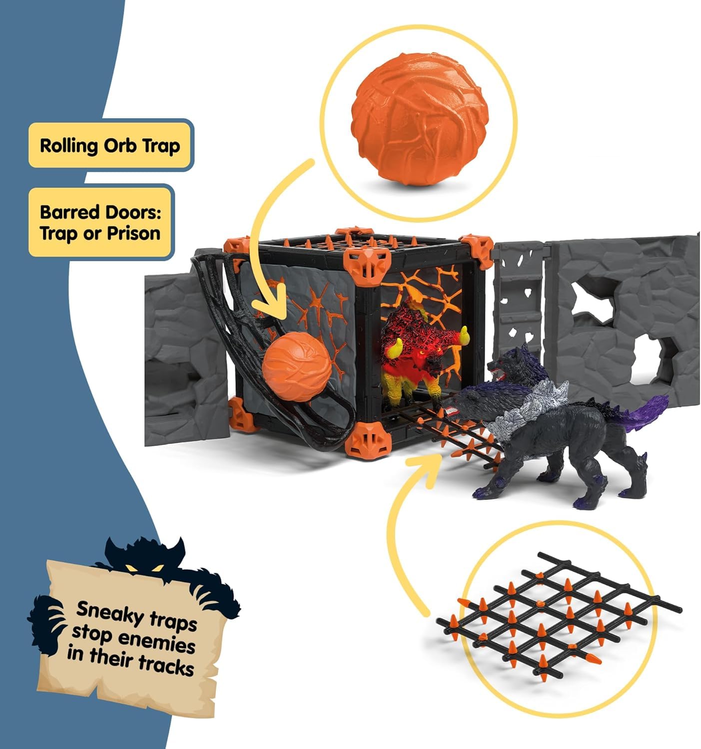 Schleich Eldrador Battle Caves Arena Lava Vs Shadow Playset Fire Bull and Shadowhound Included