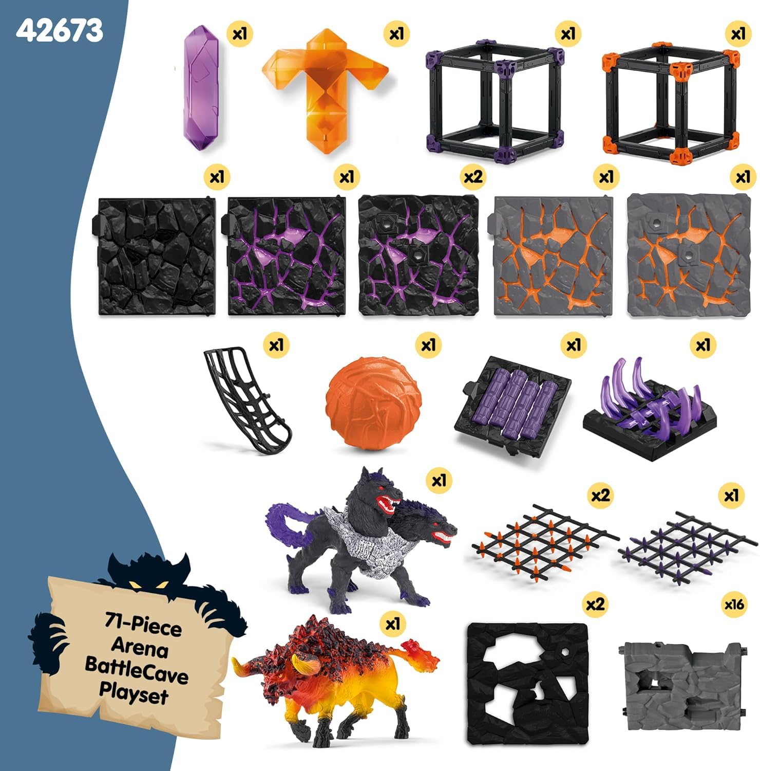 Schleich Eldrador Battle Caves Arena Lava Vs Shadow Playset Fire Bull and Shadowhound Included