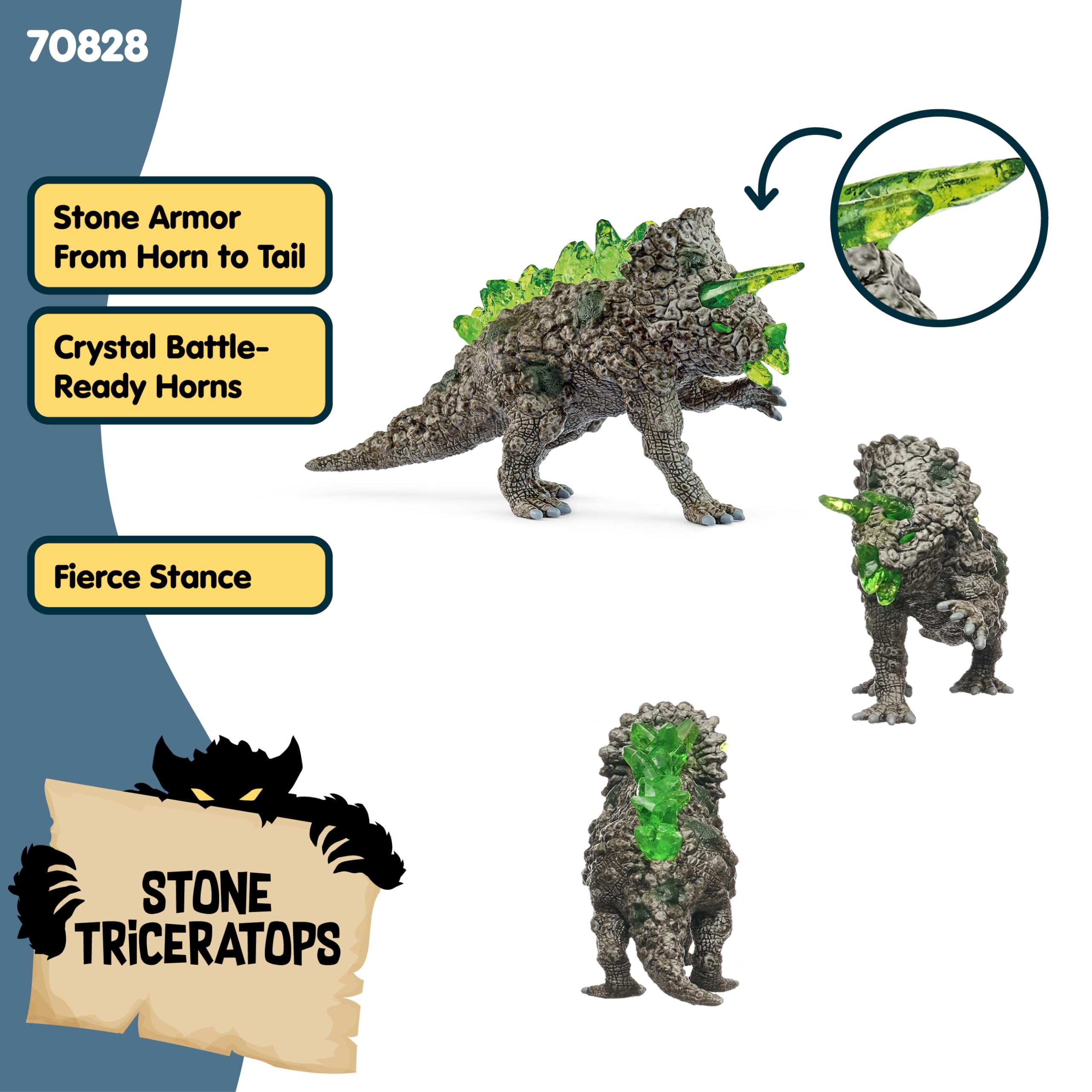 Schleich Eldrador Stone World Stone Triceratops Dinosaur Figurine