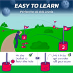 Bucketgolf Game The Original Ultimate Backyard Lawn Golf Game for Family, Adults and Kids - Portable 6 Hole Golf Course Play Outdoor, Lawn, Park, Beach, Yard.