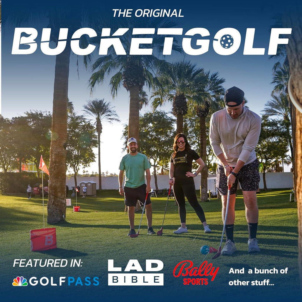 Bucketgolf Game The Original Ultimate Backyard Lawn Golf Game for Family, Adults and Kids - Portable 6 Hole Golf Course Play Outdoor, Lawn, Park, Beach, Yard.