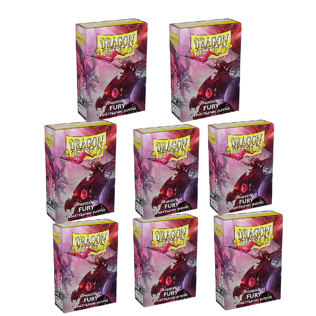 10 Packs Dragon Shield Dual Matte Mini Japanese Fury 60 ct Card Sleeves Display Case