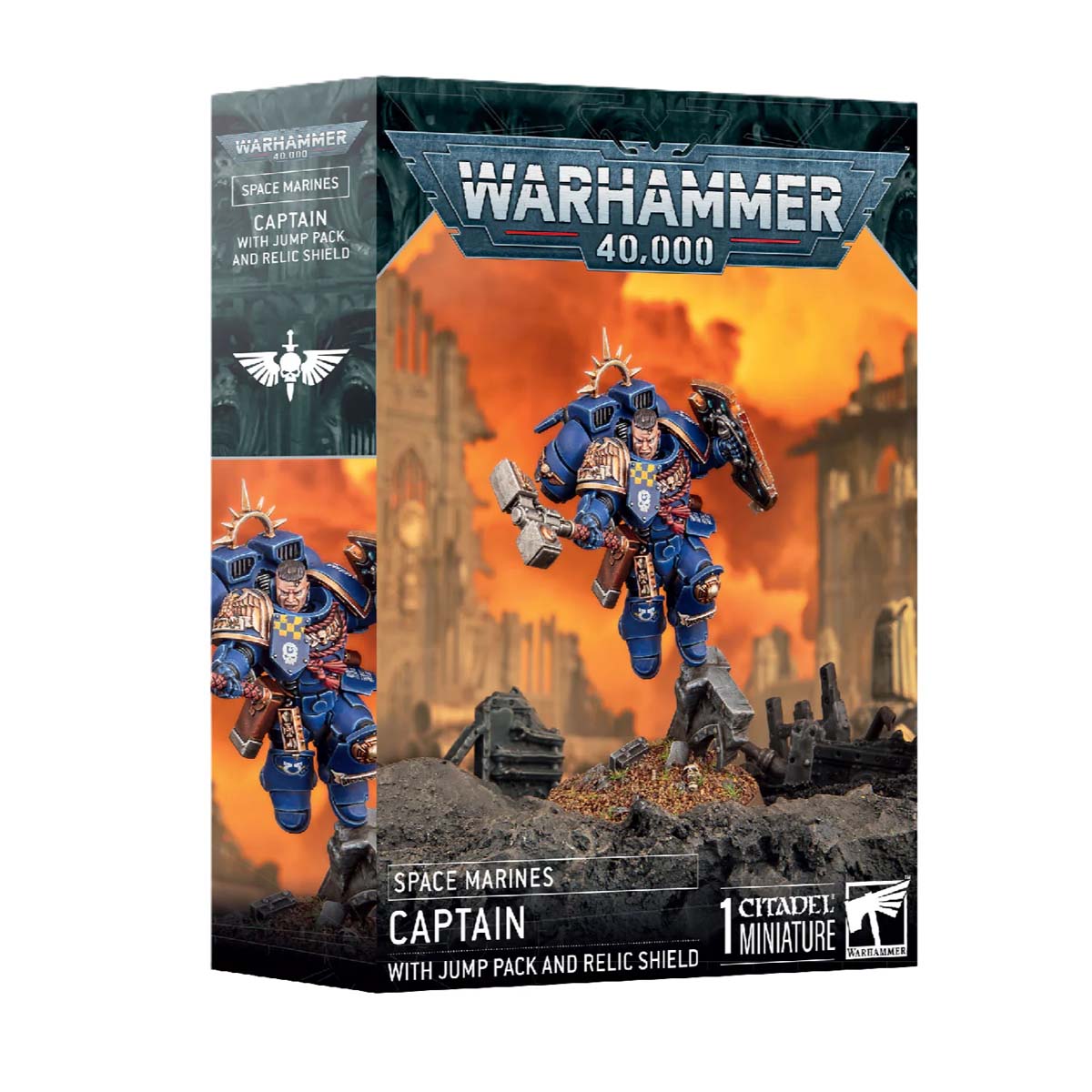 Games Workshop Warhammer 40K Space Marines Captain with Jump Pack and Relic Shield Plastic Box 48-102