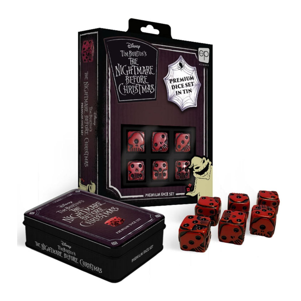 The OP USAopoly Disney Nightmare Before Christmas Glow In Dark Premium Dice Strategy Board Game USA-AC004-291