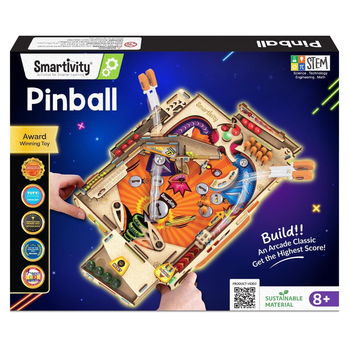 Smartivity DIY Pinball Machine Build Your Own Arcade Game STEM Kit Ages 8+ SMRT1169