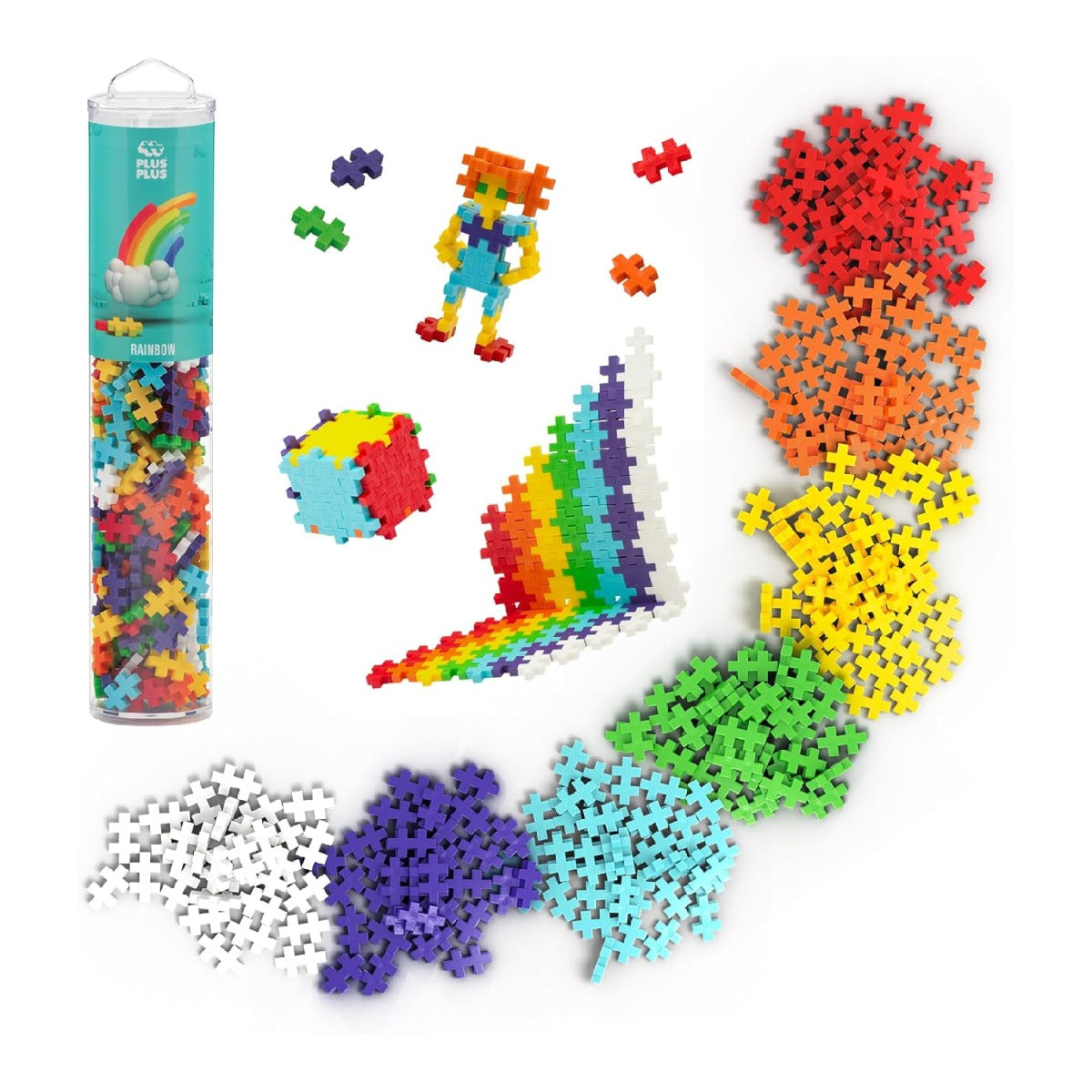 PLUS PLUS 240 Piece Rainbow Mix Mini Waffle Blocks Classroom Must Haves PPU5091