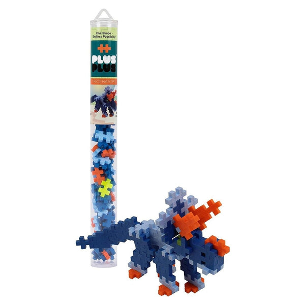 PLUS PLUS 3D Dinosaur Figure Building Block Set 70 Mini Interlocking Puzzle Pieces Triceratops Maker Tube PPU4136