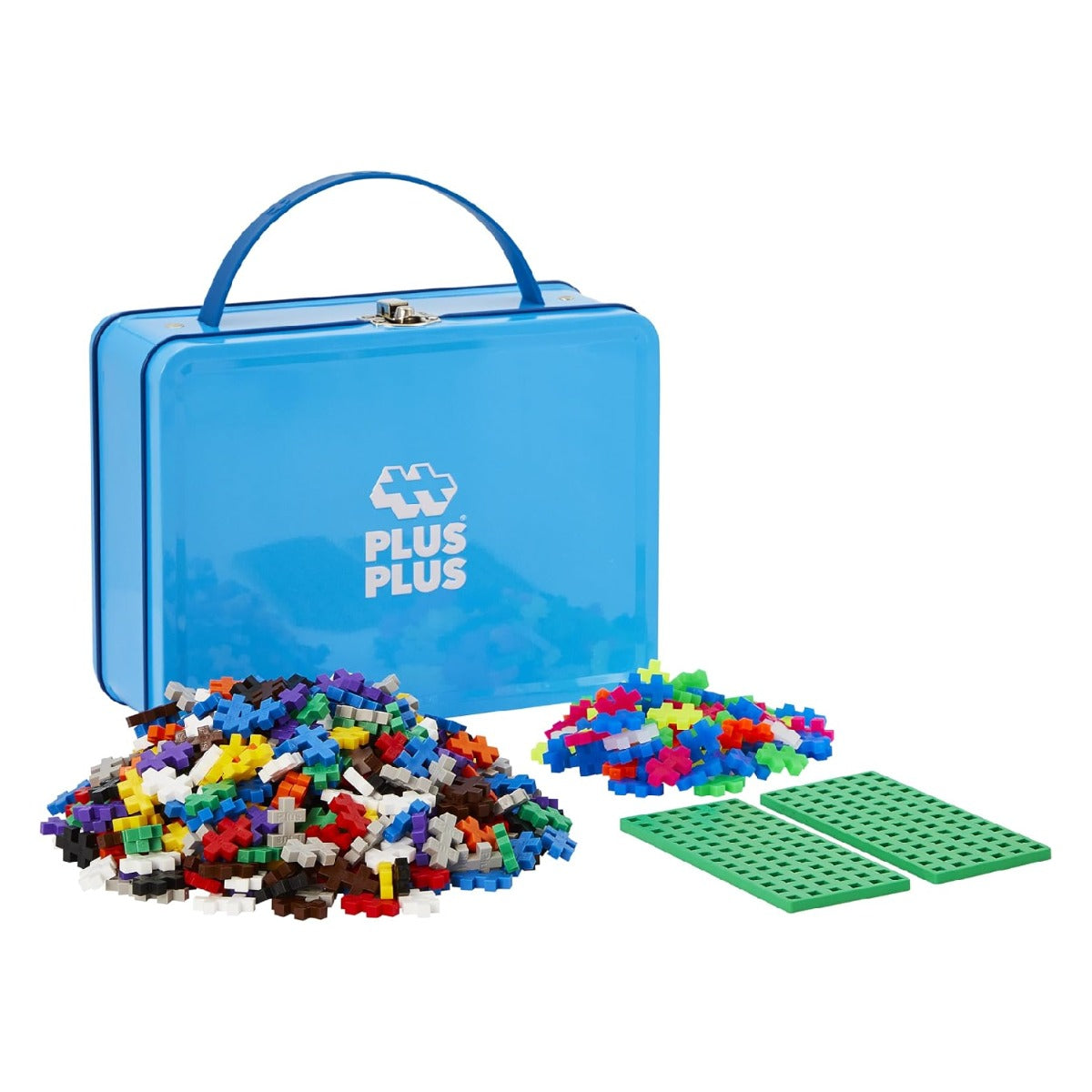 PLUS PLUS Metal Suitcase Basic Mix 600 Piece  Building Blocks Set PPU7002